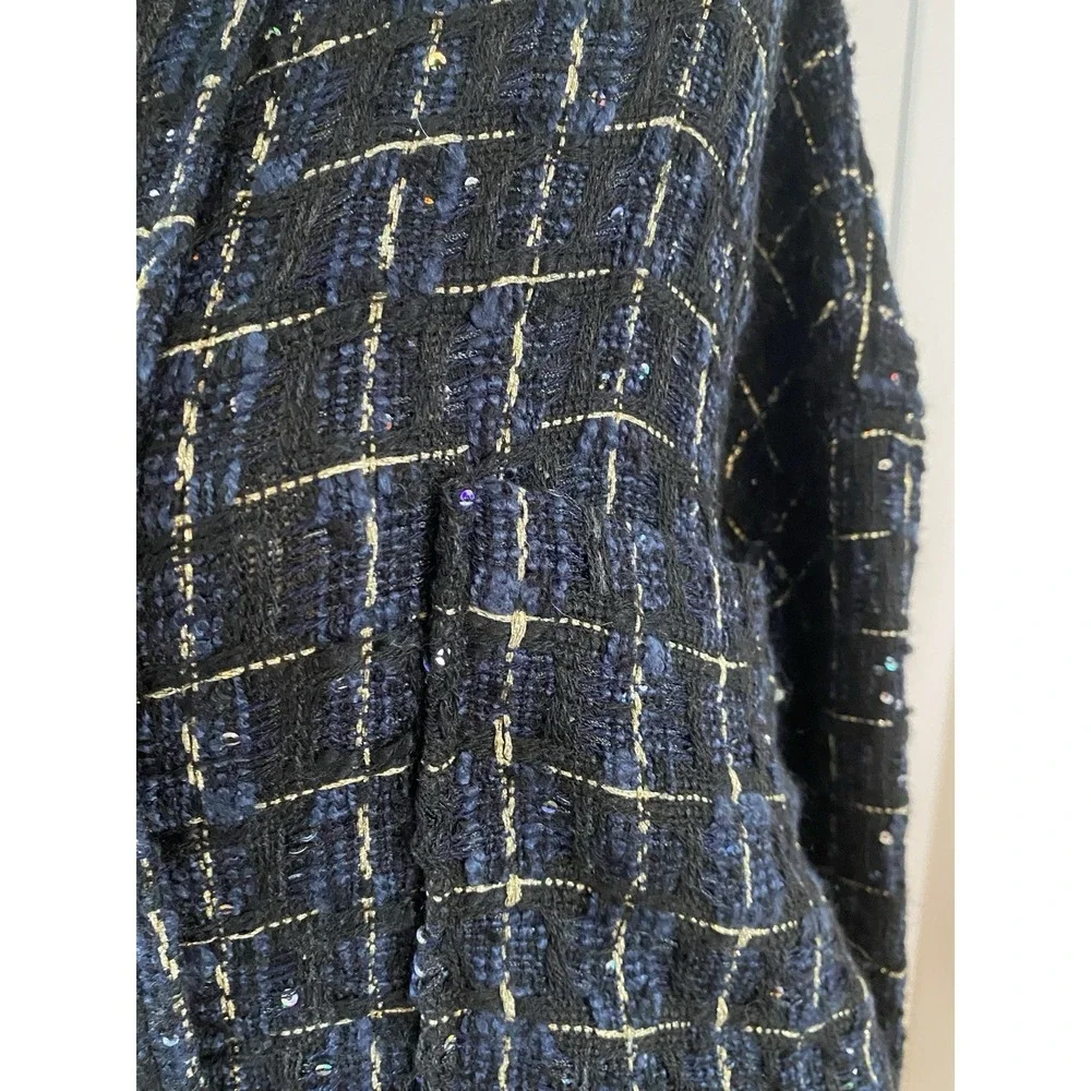 faith connexion Tweed Oversized Hooded Shirt Jacket Metalic Sequence M